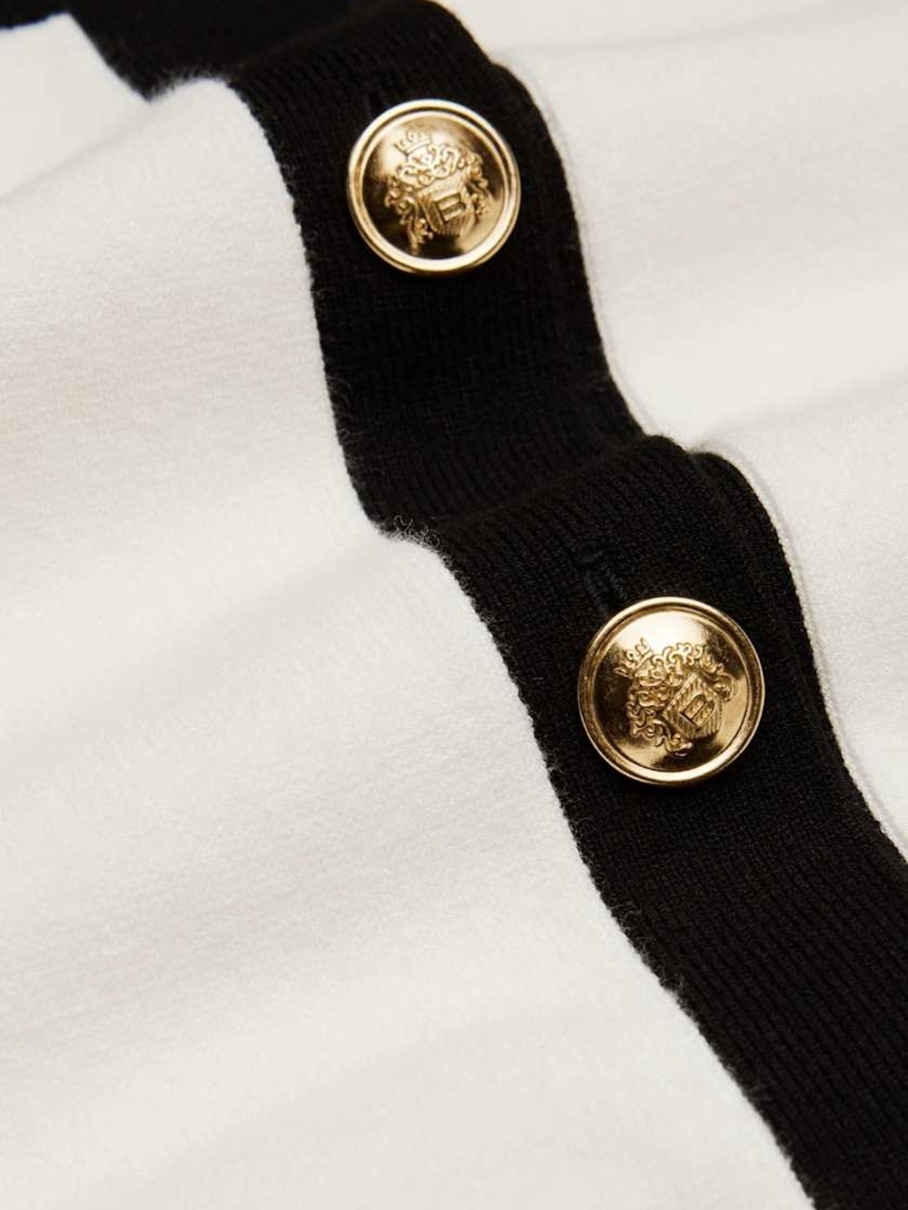 Aritzia Babaton Cream Cardigan with Black Trim and Gold Button Accent - Picture 7 of 14